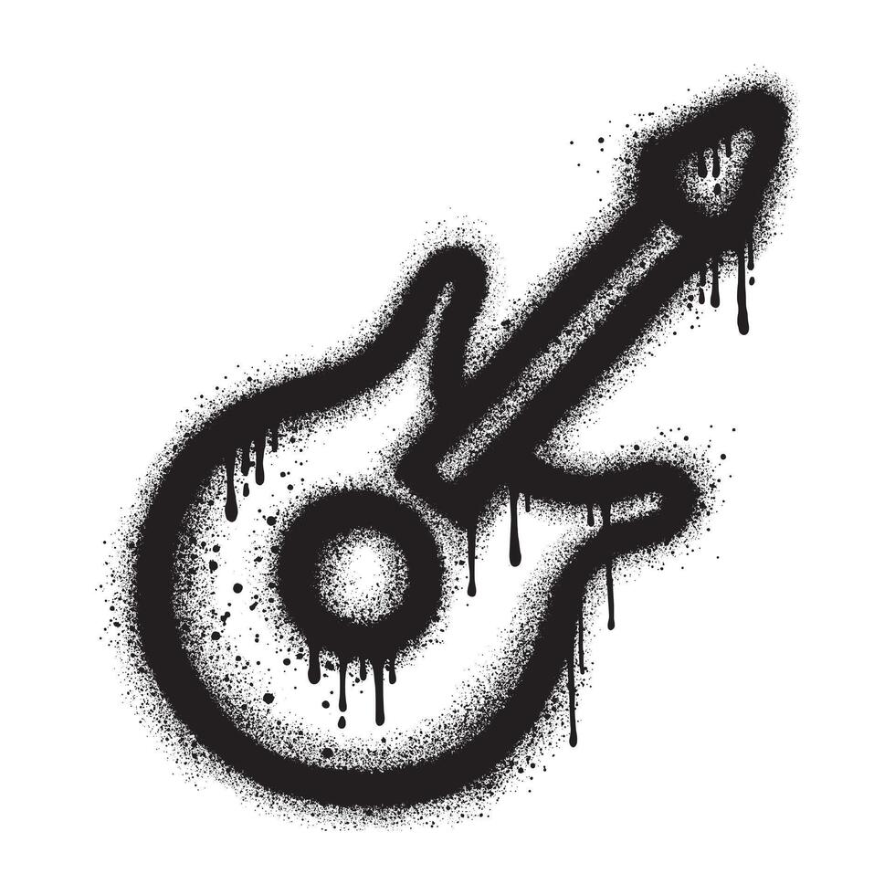Guitar in urban graffiti style with black spray paint. vector