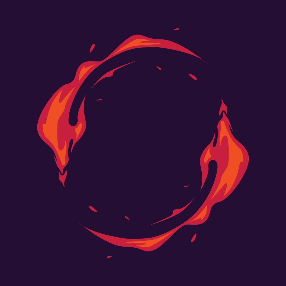 Retro fire flames with circle motion vector
