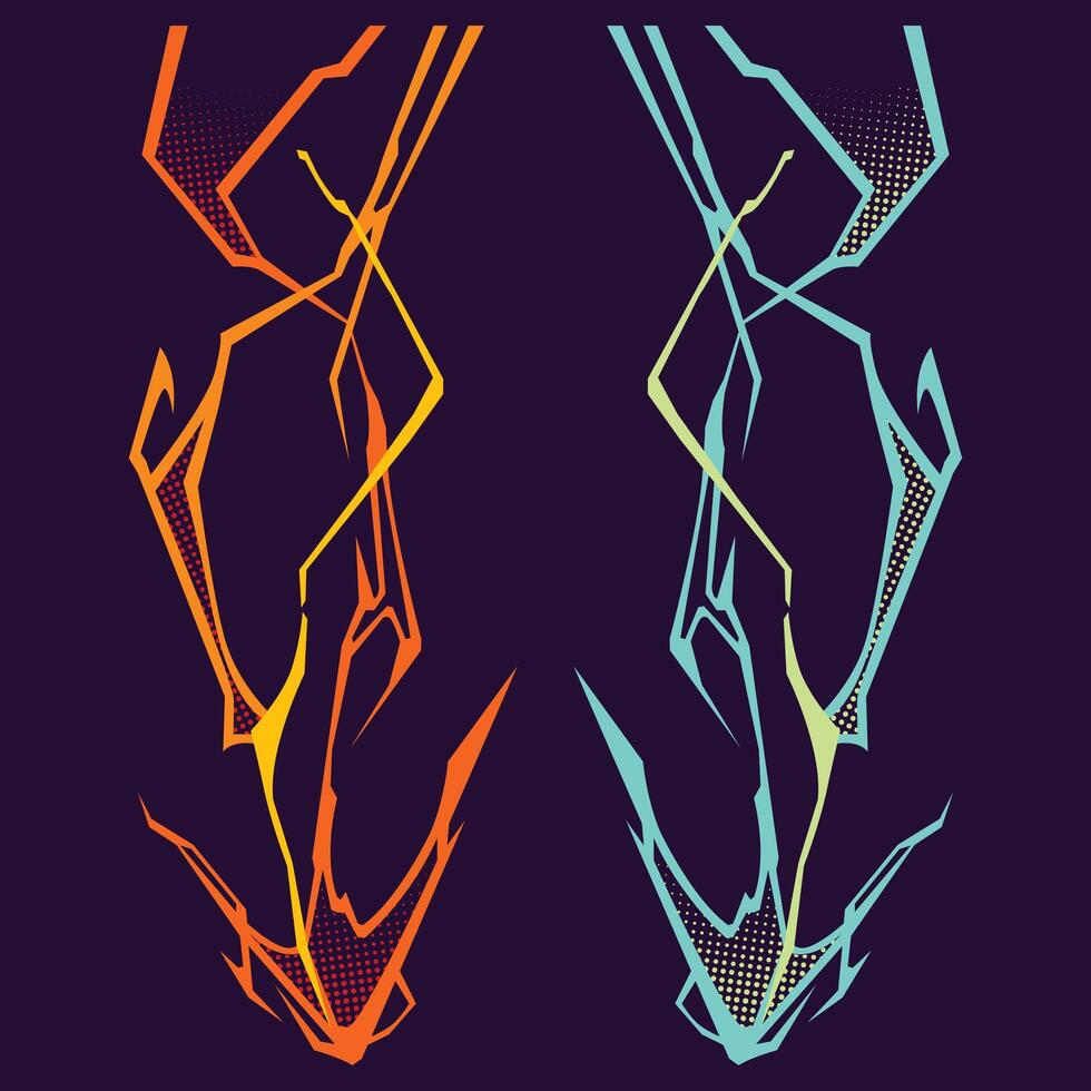 Retro set of thunder, illustration of thunder with color full vector