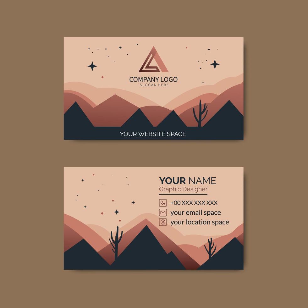Hand drawn flat design abstract business card template vector