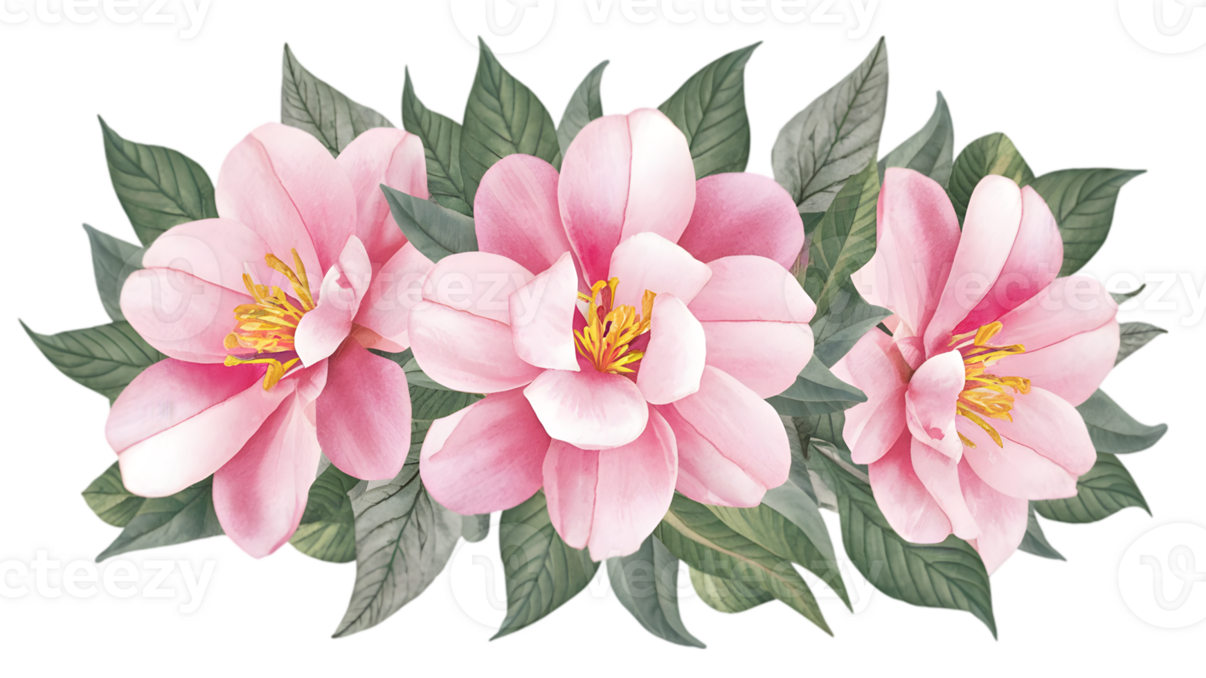 Flat Watercolor Gardenia Blossoms Set png
