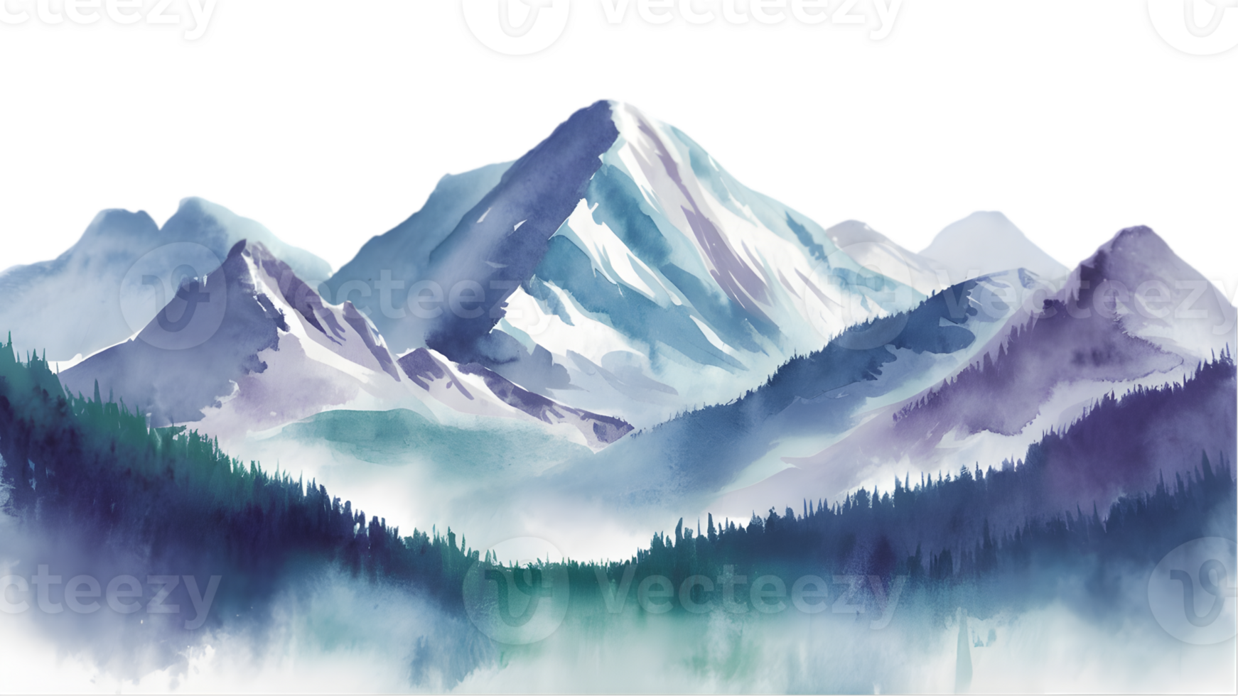 Majestic Mountains Watercolor Painting png
