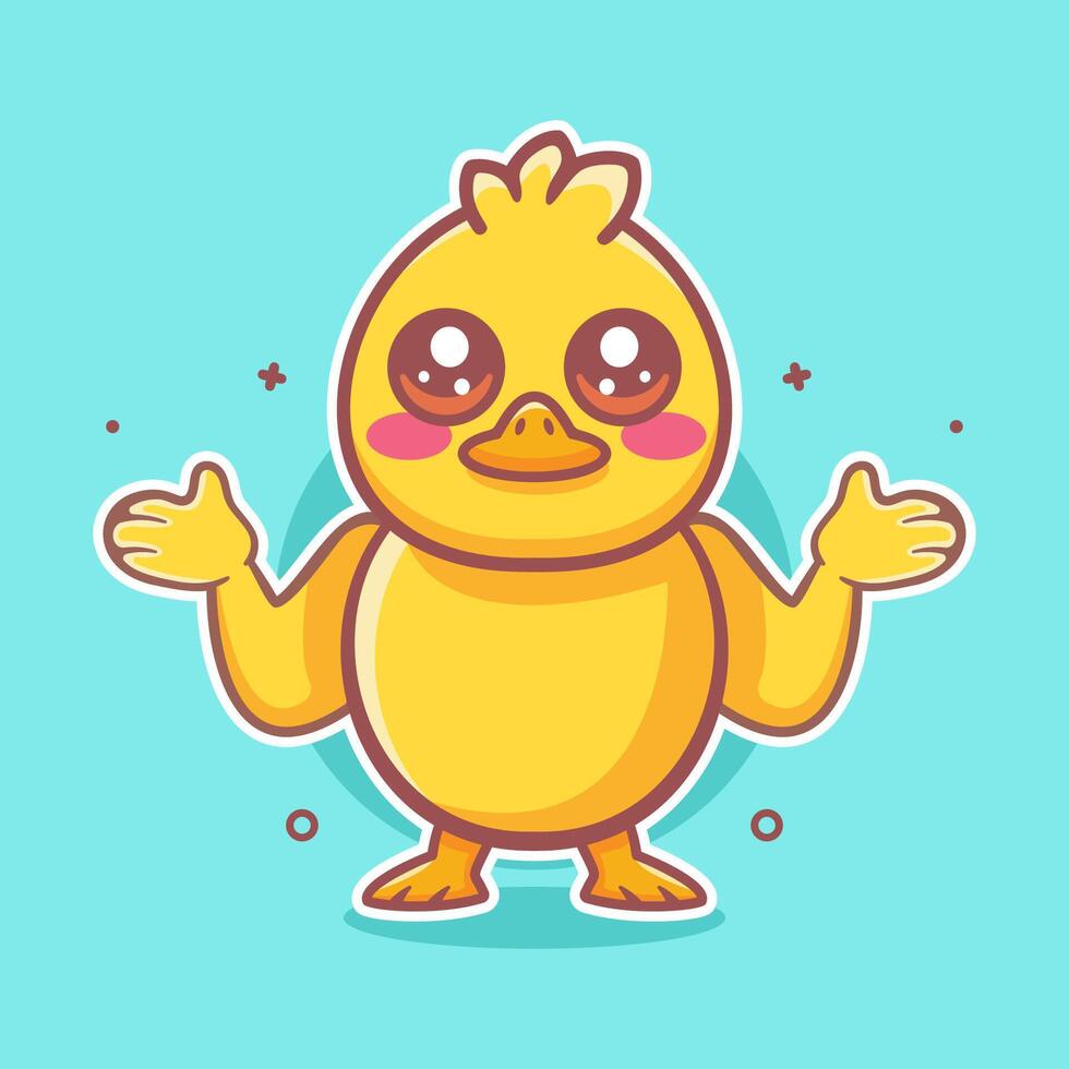 funny duck animal character mascot with confused gesture isolated cartoon vector