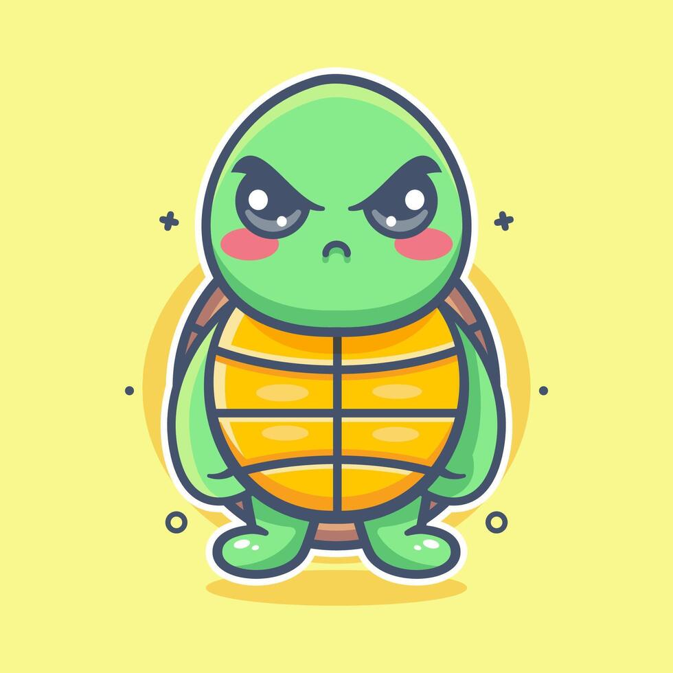 serious turtle animal character mascot with angry expression isolated cartoon vector