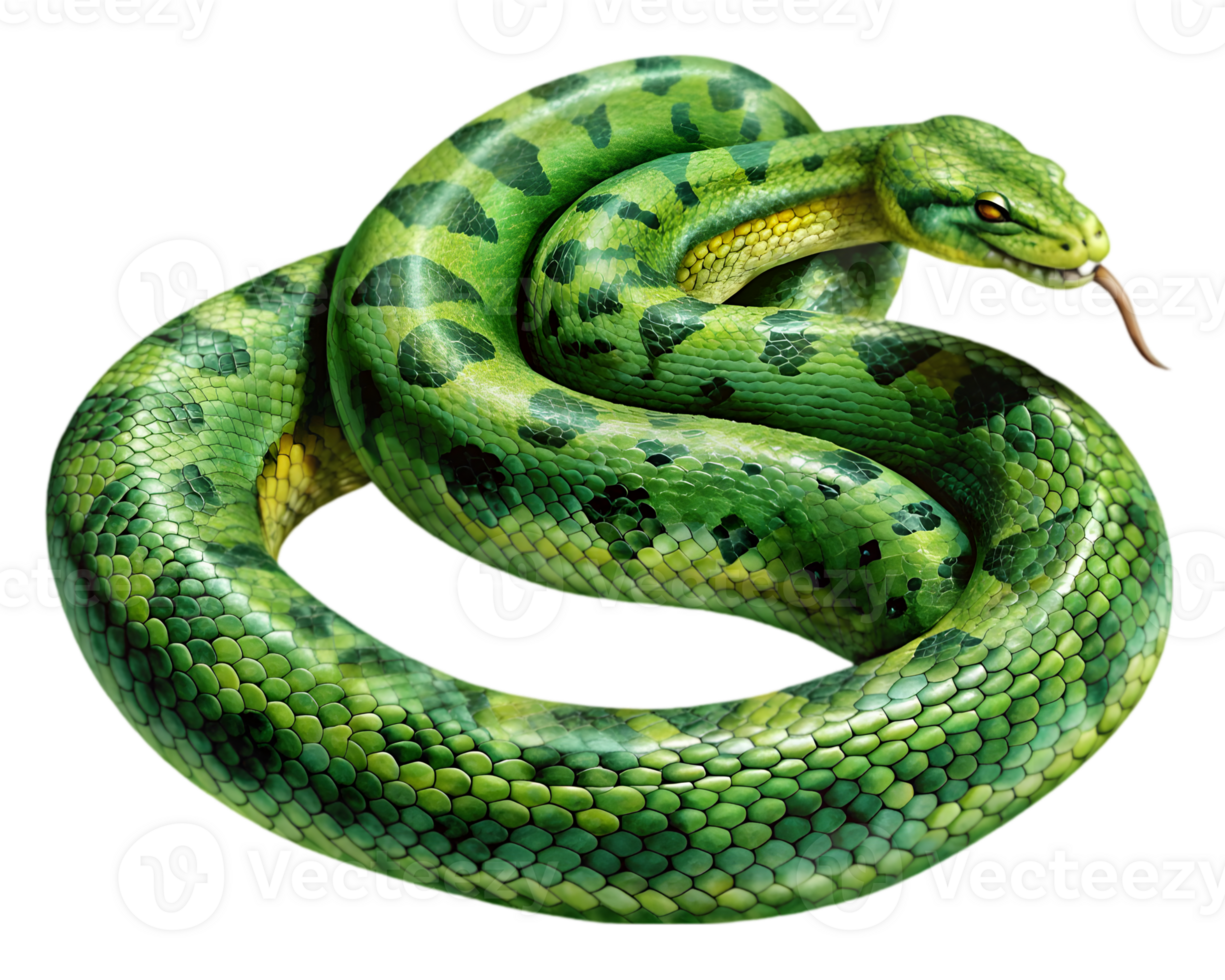 Green Anaconda Side View - Isolated on Transparent Background png