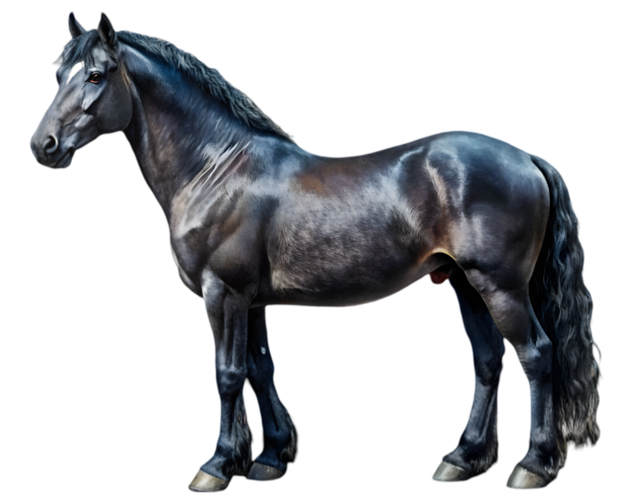 Percheron Horse Side View Black - Isolated on Transparent Background png