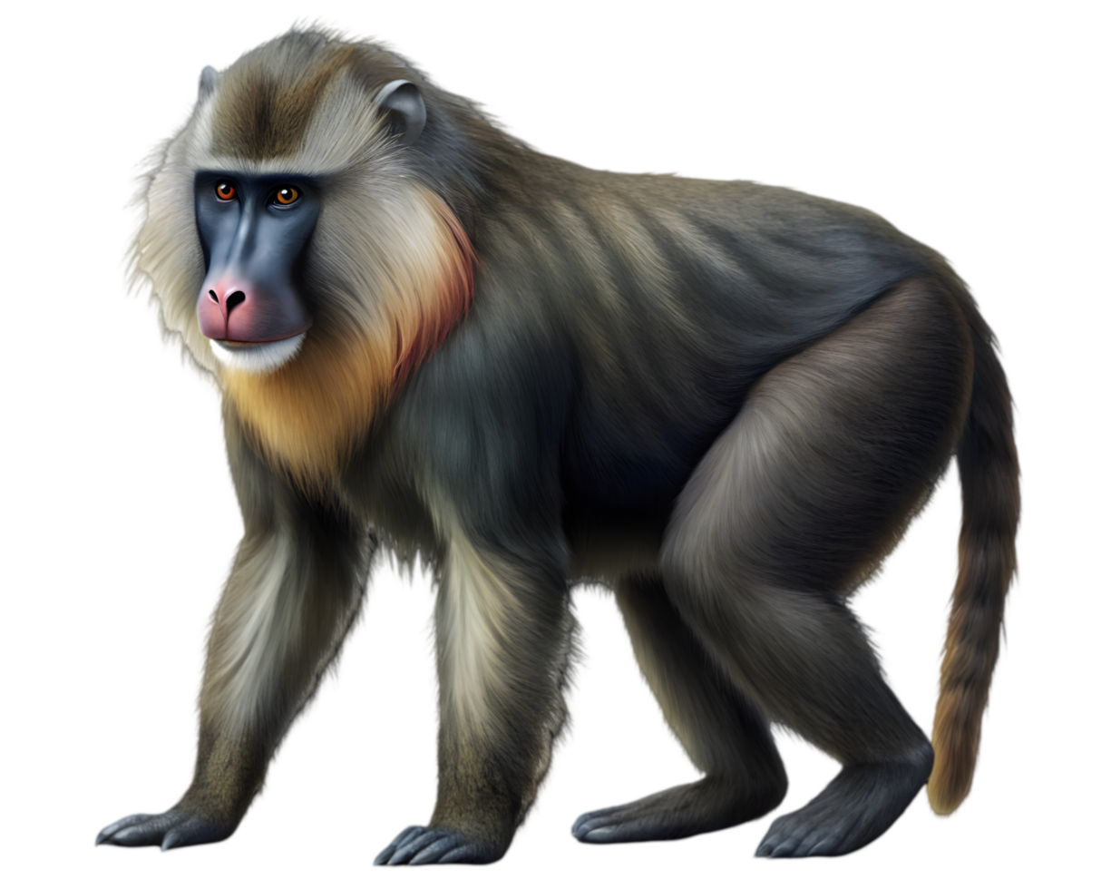 Mandrill Side View - Isolated on Transparent Background png