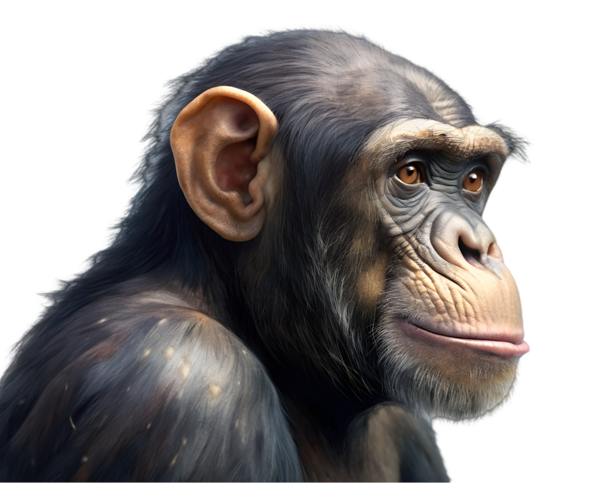 Chimpanzee Side View - Isolated on Transparent Background png