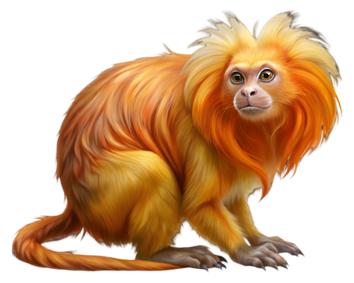 Golden Tamarin Lion Monkey - Side View Isolated on Transparent Background png