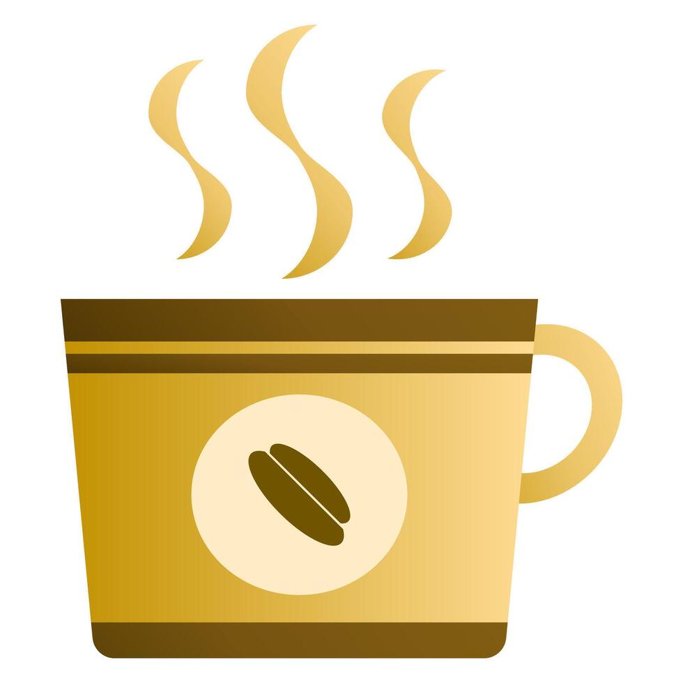 golden coffee cup icon vector