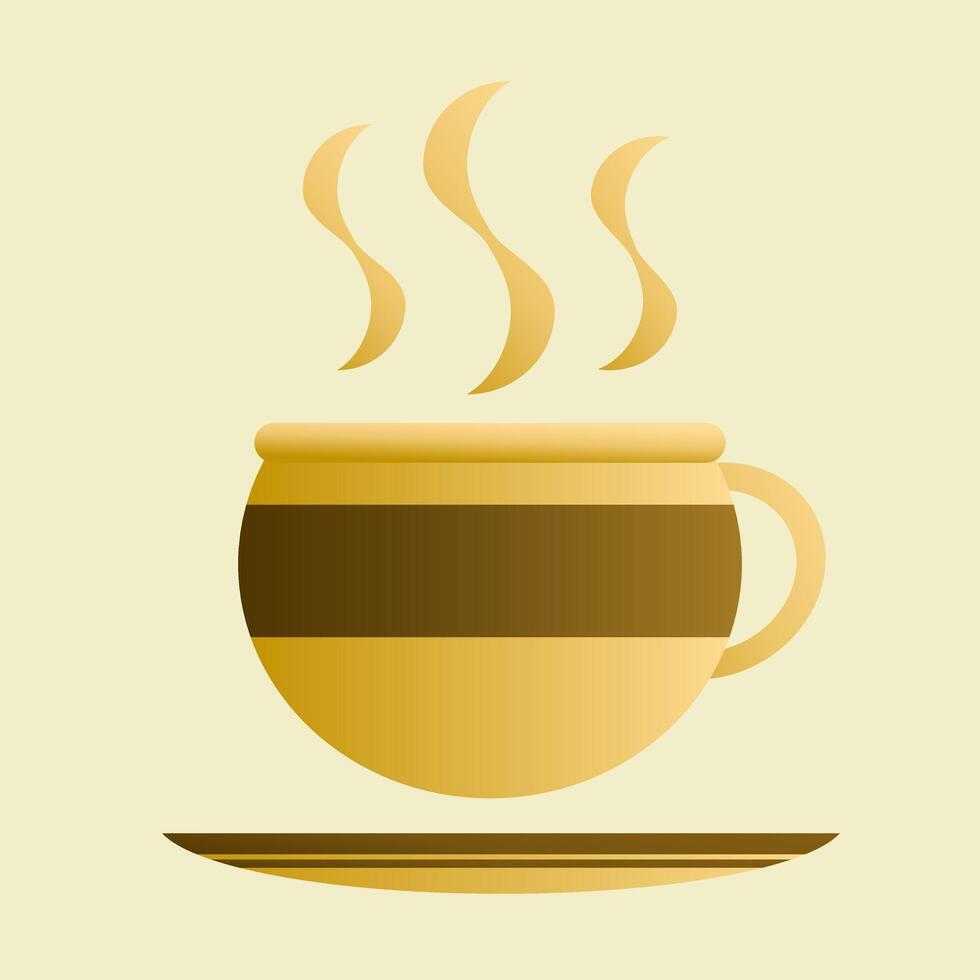 golden coffee cup icon vector