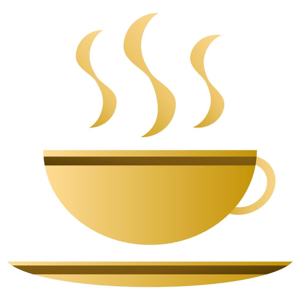 golden coffee cup icon vector