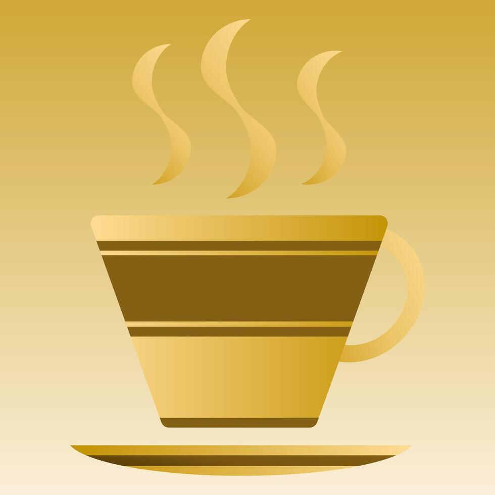 golden coffee cup icon vector