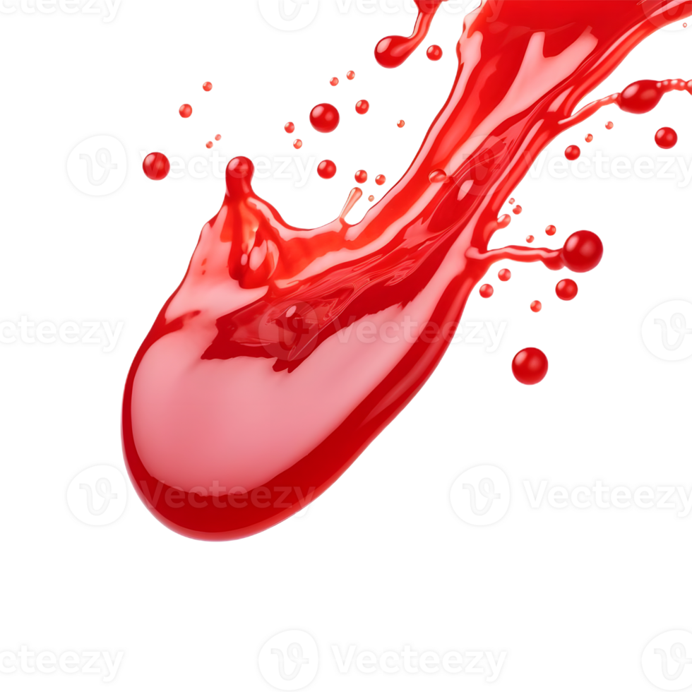 red drops and splashes of ketchup or sauce isolatedd png