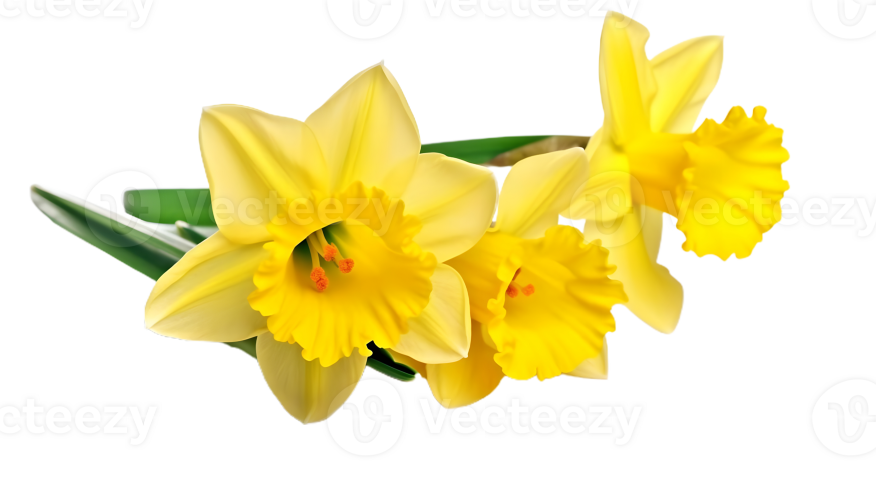 Yellow spring flowers daffodils isolated png