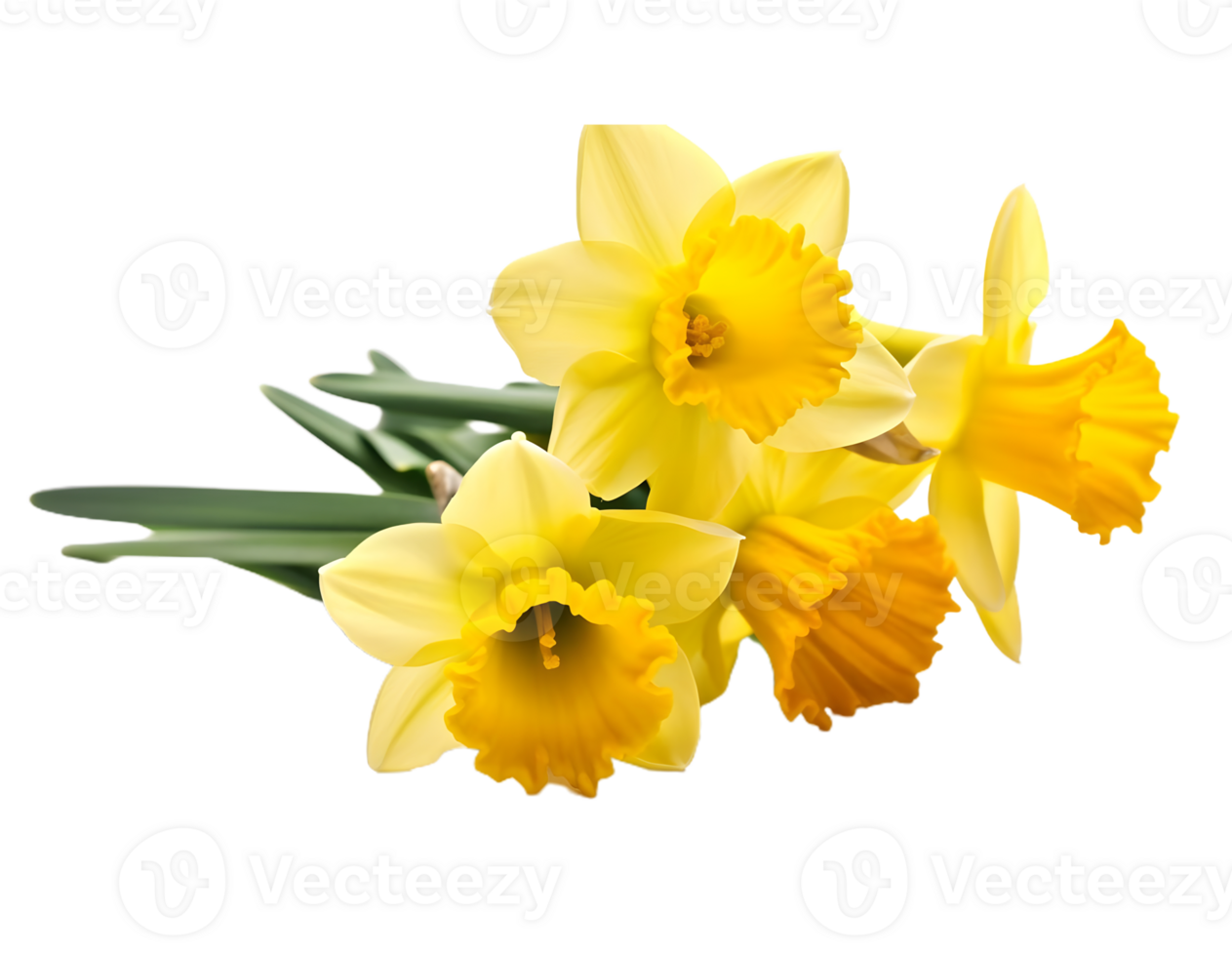 Yellow spring flowers daffodils isolated png