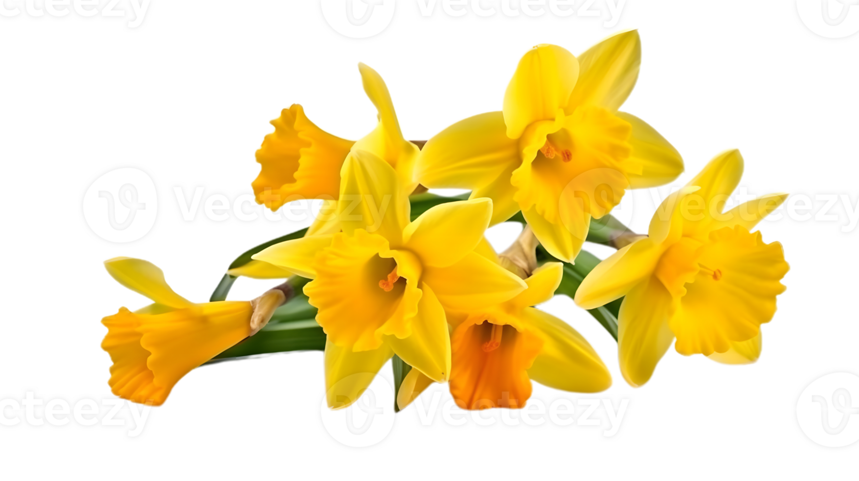 Yellow spring flowers daffodils isolated png