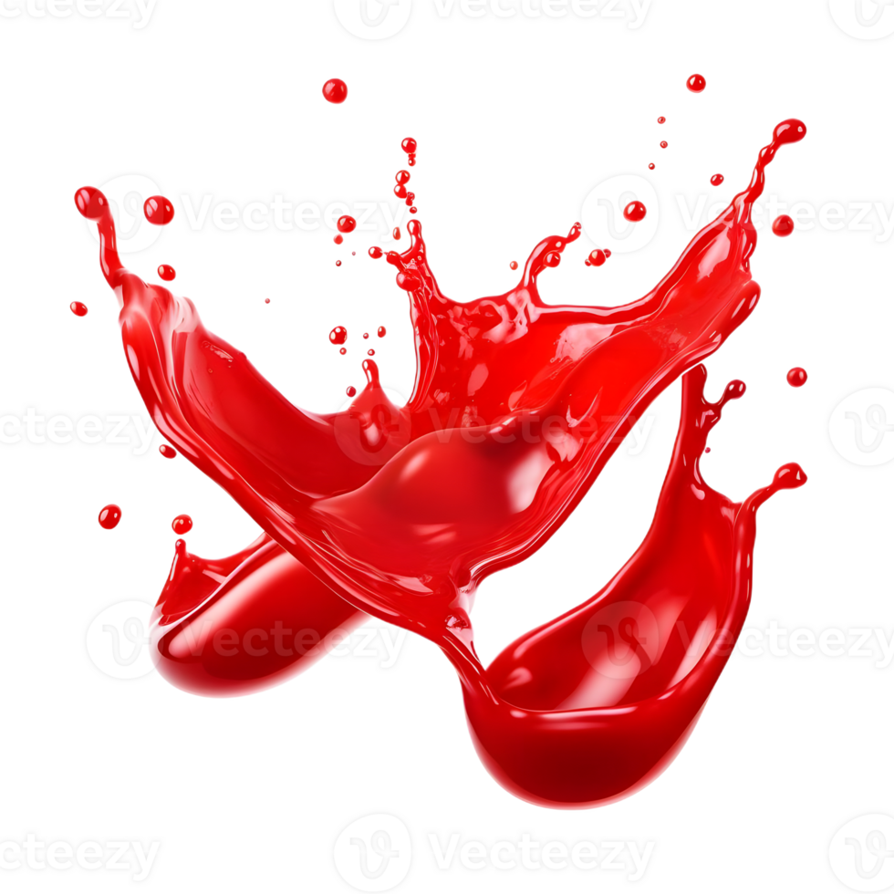 red drops and splashes of ketchup or sauce isolatedd png