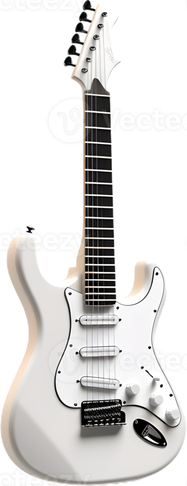 Minimal white guitar on transparent background png
