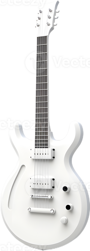 Minimal white guitar on transparent background png