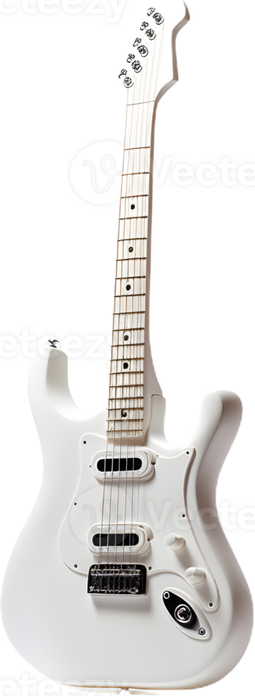 Minimal white guitar on transparent background png