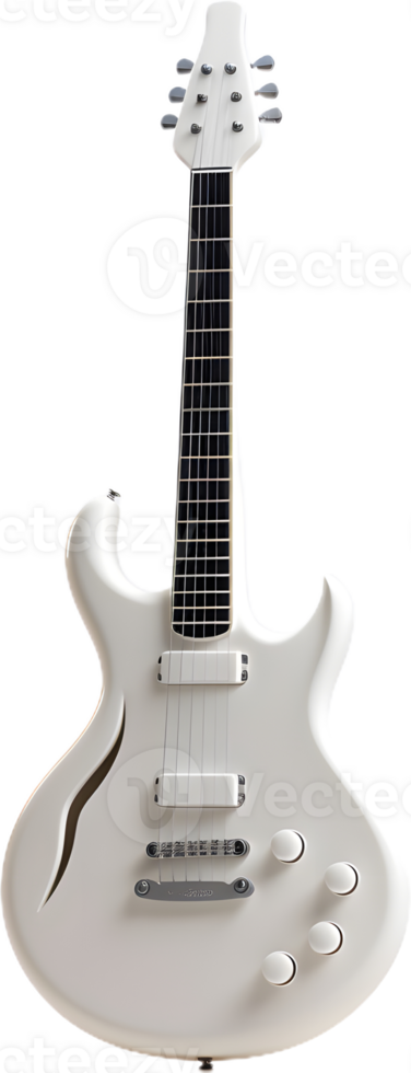 Minimal white guitar on transparent background png