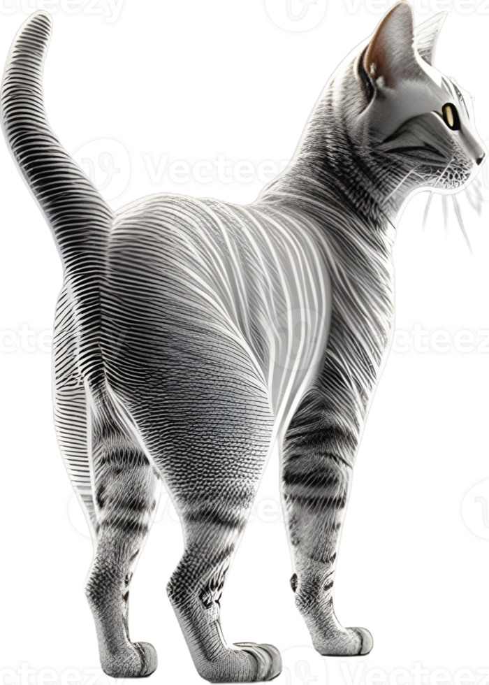 Cat 3d model back view transparent background png