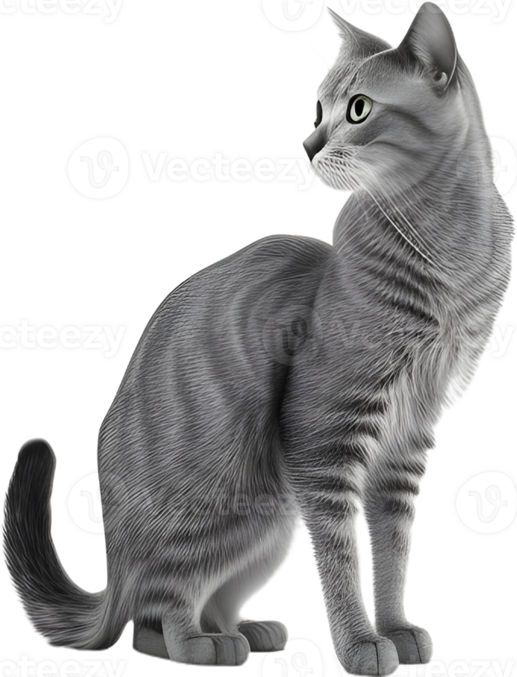Cat 3d model back view transparent background png
