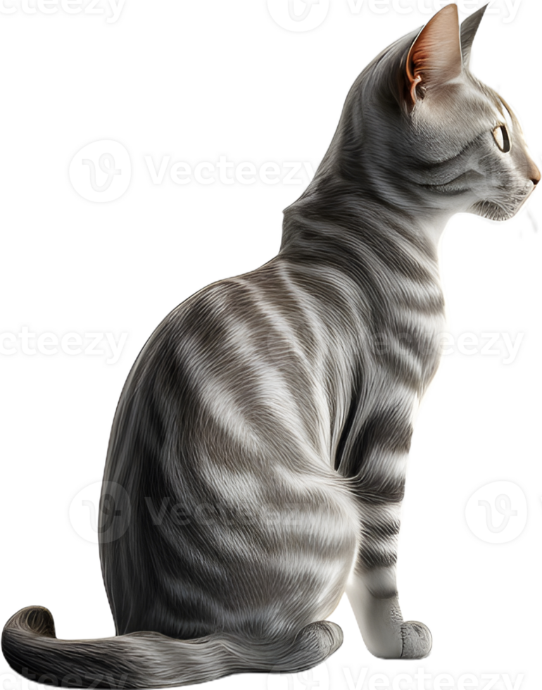 Cat 3d model back view transparent background png