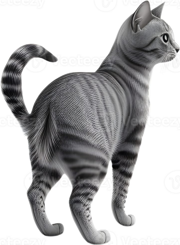 Cat 3d model back view transparent background png