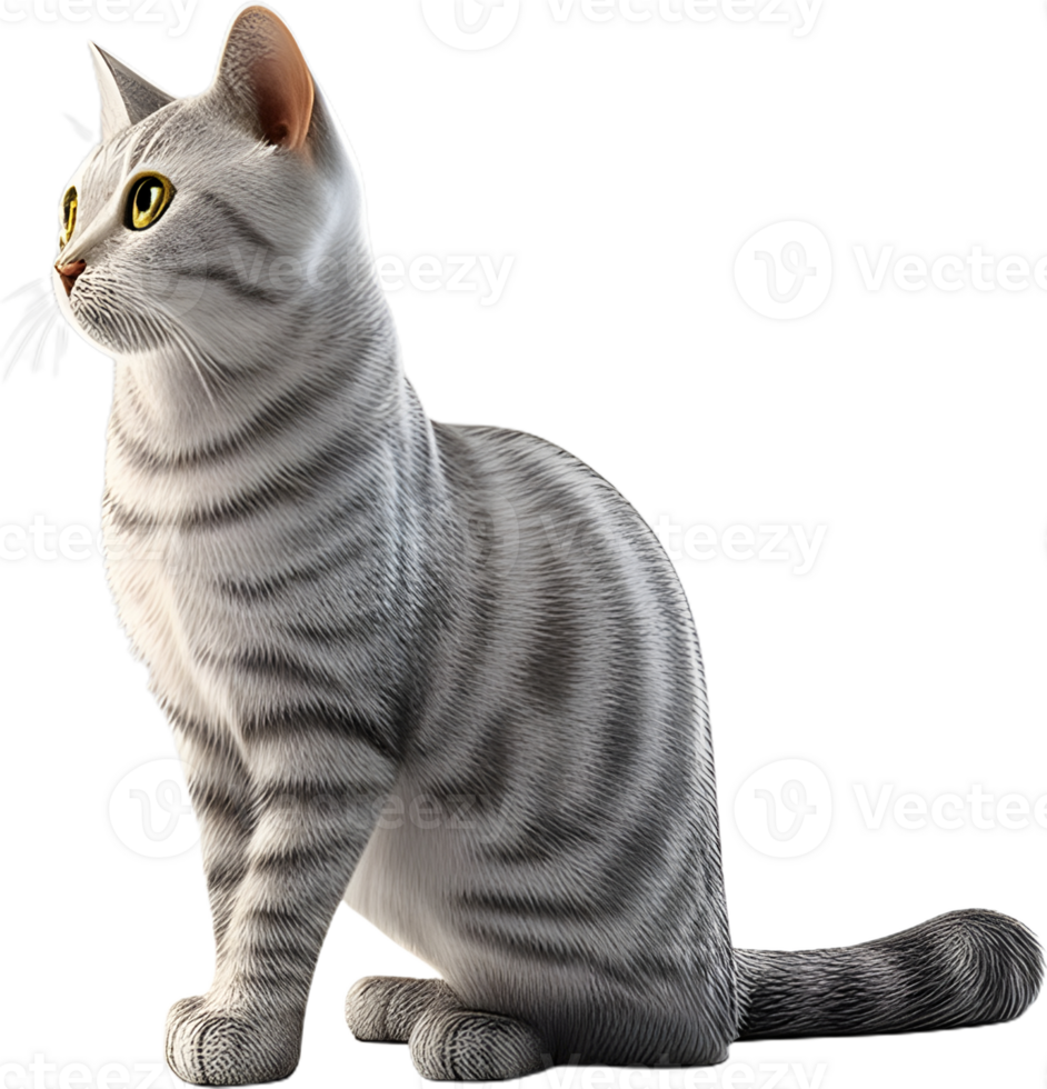 Cat 3d model back view transparent background png