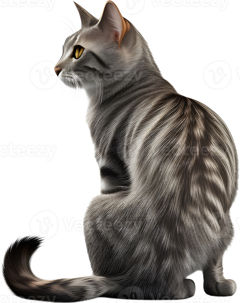 Cat 3d model back view transparent background png