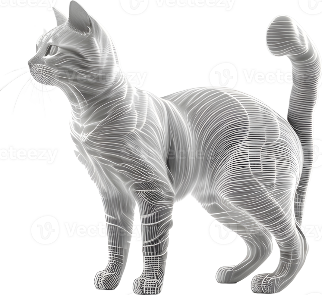Cat 3d model back view transparent background png