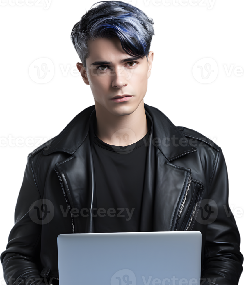 blue short hair man model png