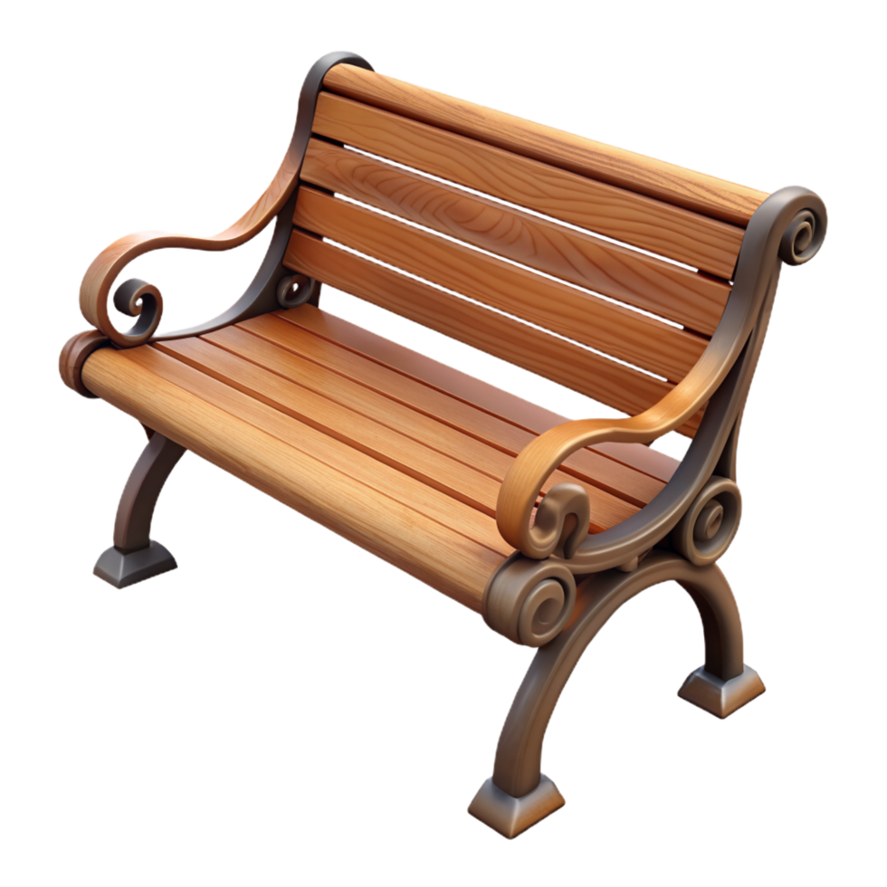 Wood Bench 3d png