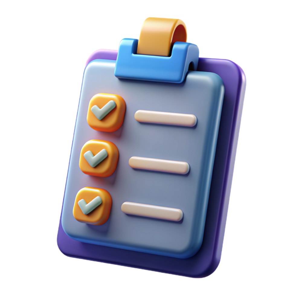Checklist Clipboard 3d png
