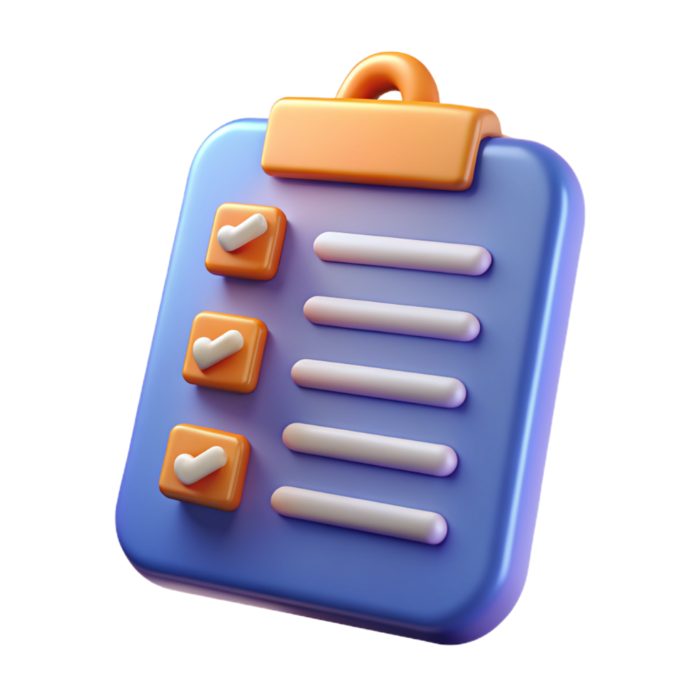 Checklist Clipboard 3d Item png