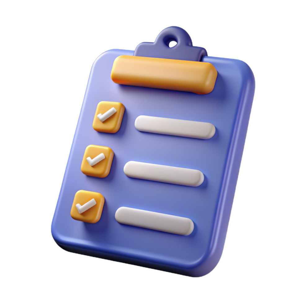 Checklist Clipboard 3d Object png