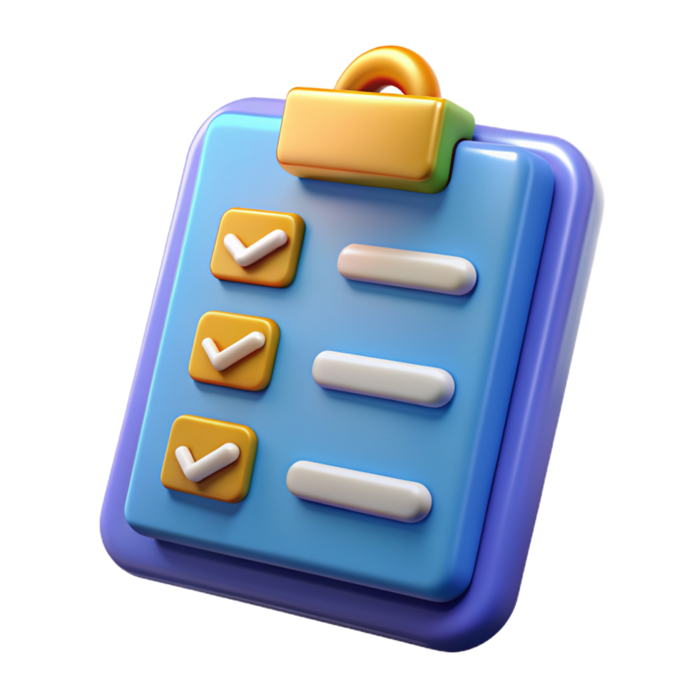 Checklist Clipboard 3d Image png