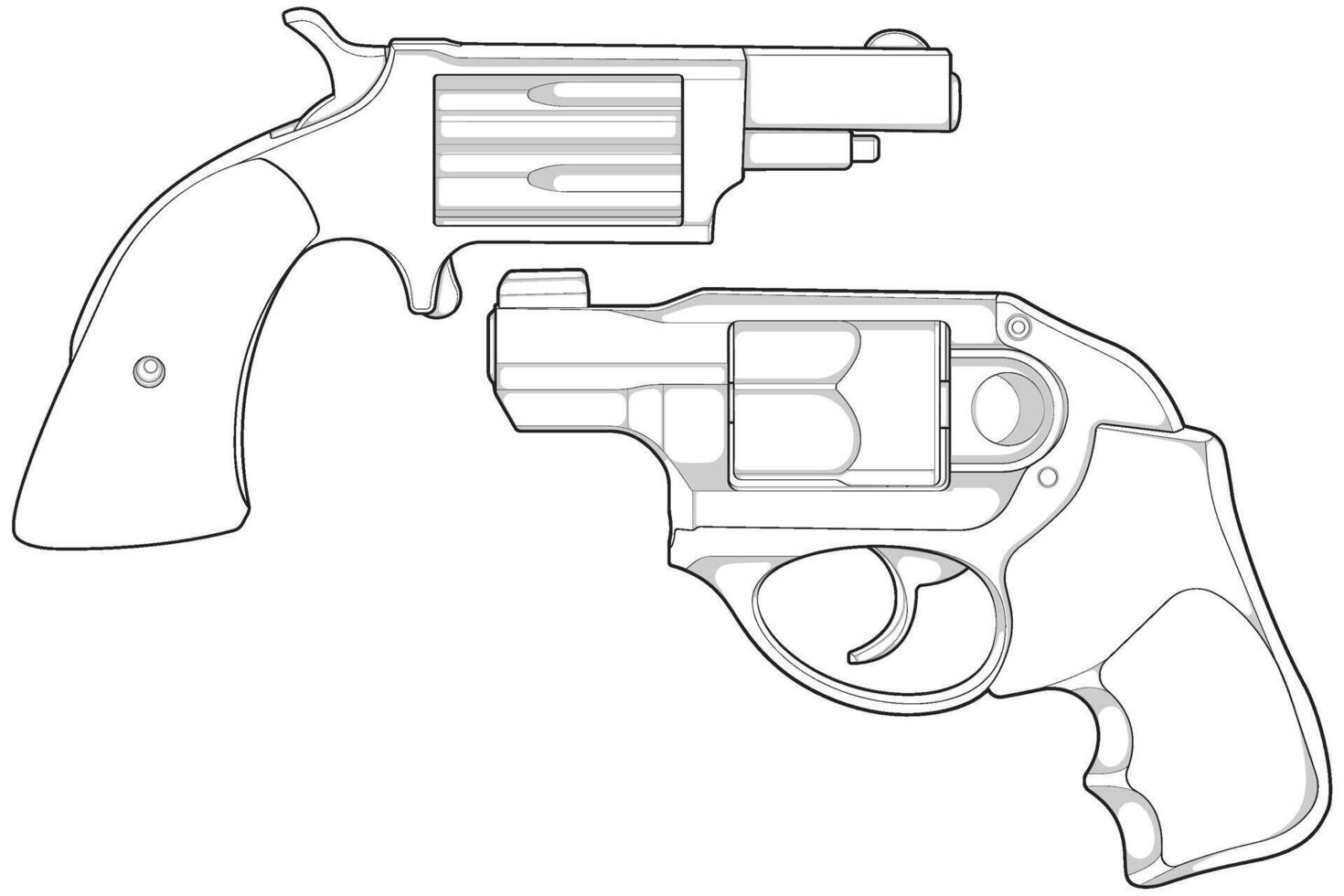 Set of firearms line art style, Shooting gun, Weapon illustration, Line, Gun illustration, Modern Gun, Military concept, Pistol line art for training vector