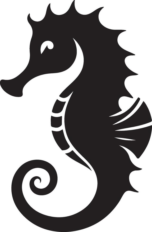 cartoon-seahorse illustration black vector