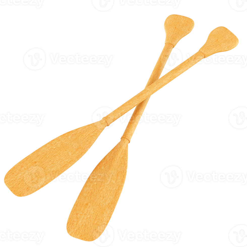 Two wooden paddles isolated on transparent background png