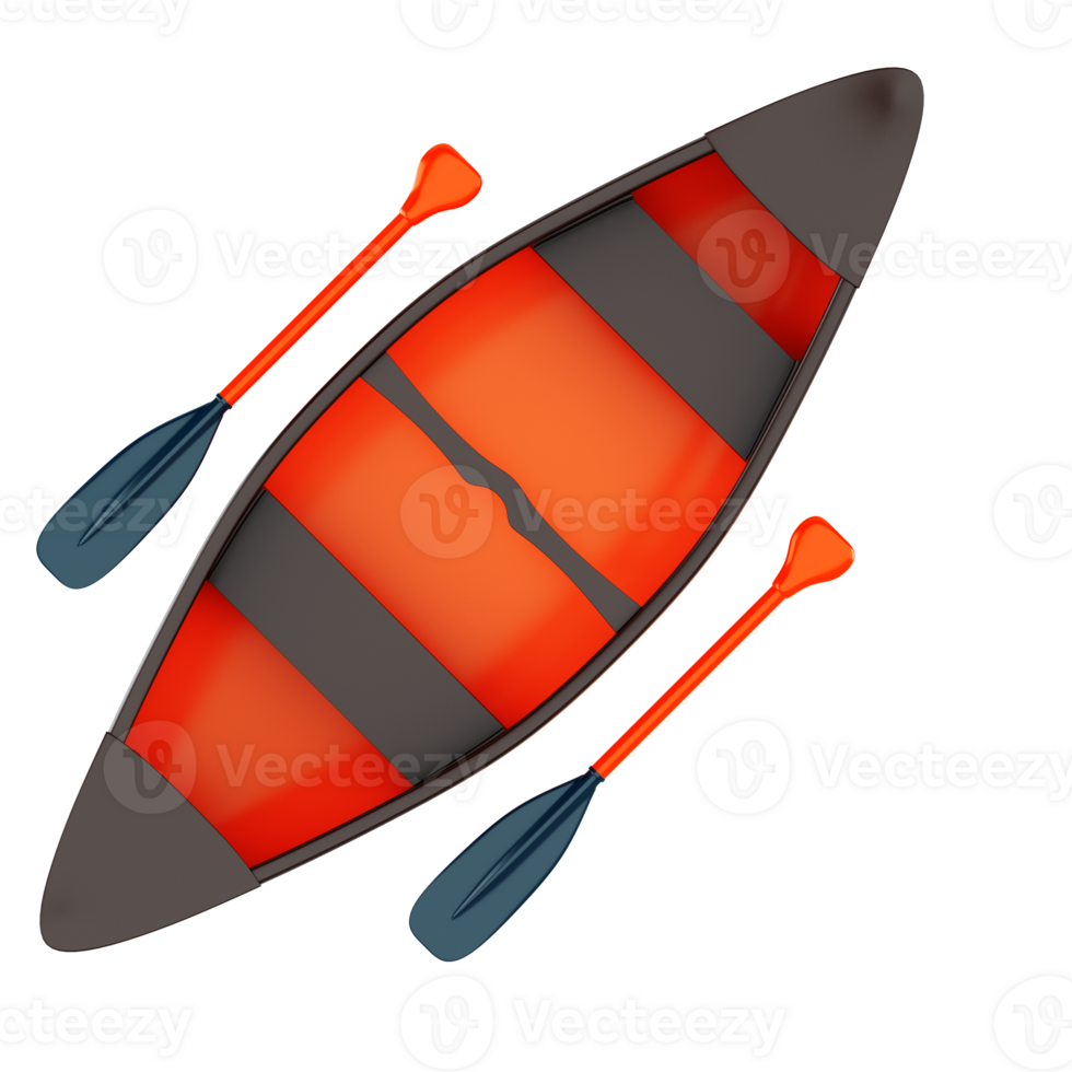 Red canoe with paddles isolated on transparent background png