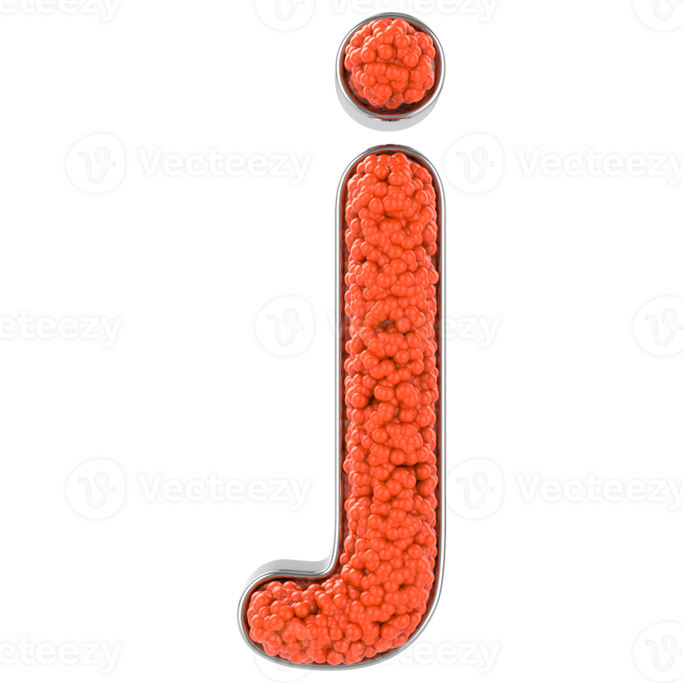 Letter j. Font made from balls. 3D Render png