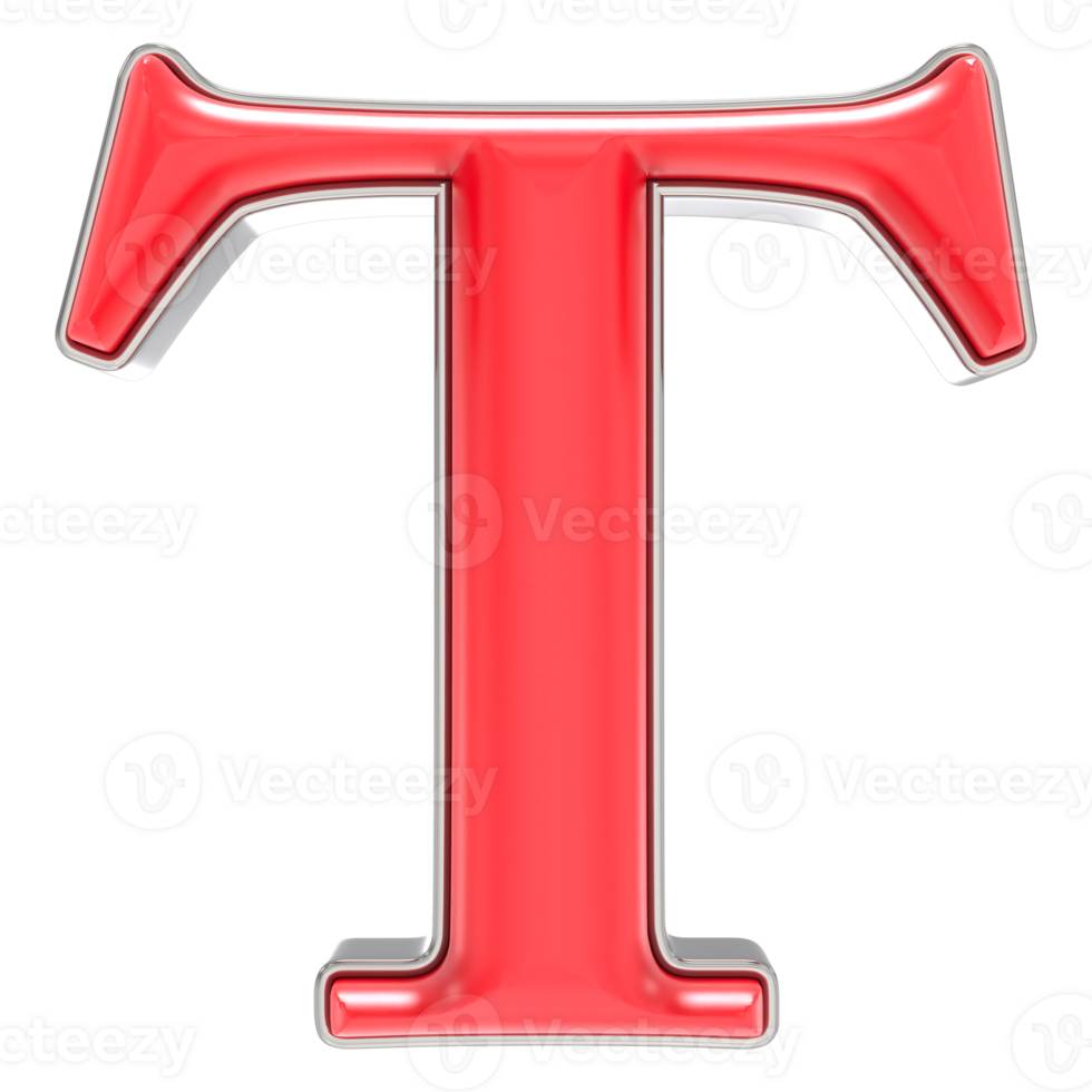 Font T Red 3D Render png