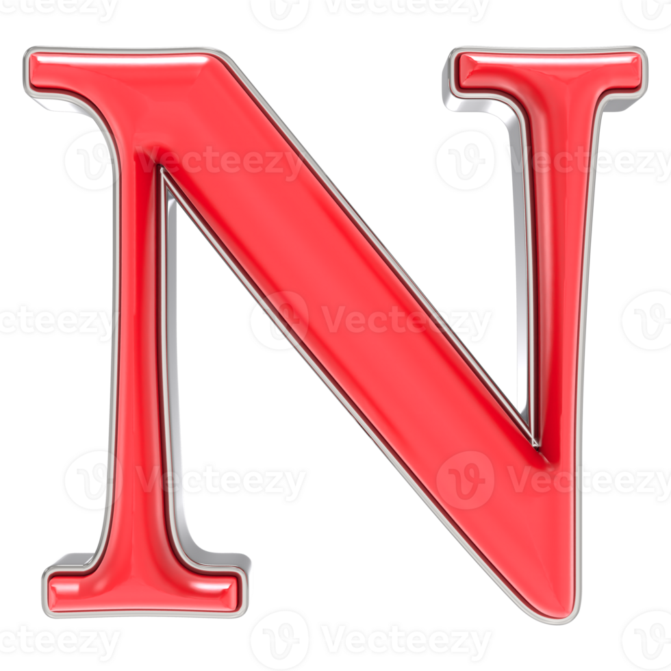Font N Red 3D Render png