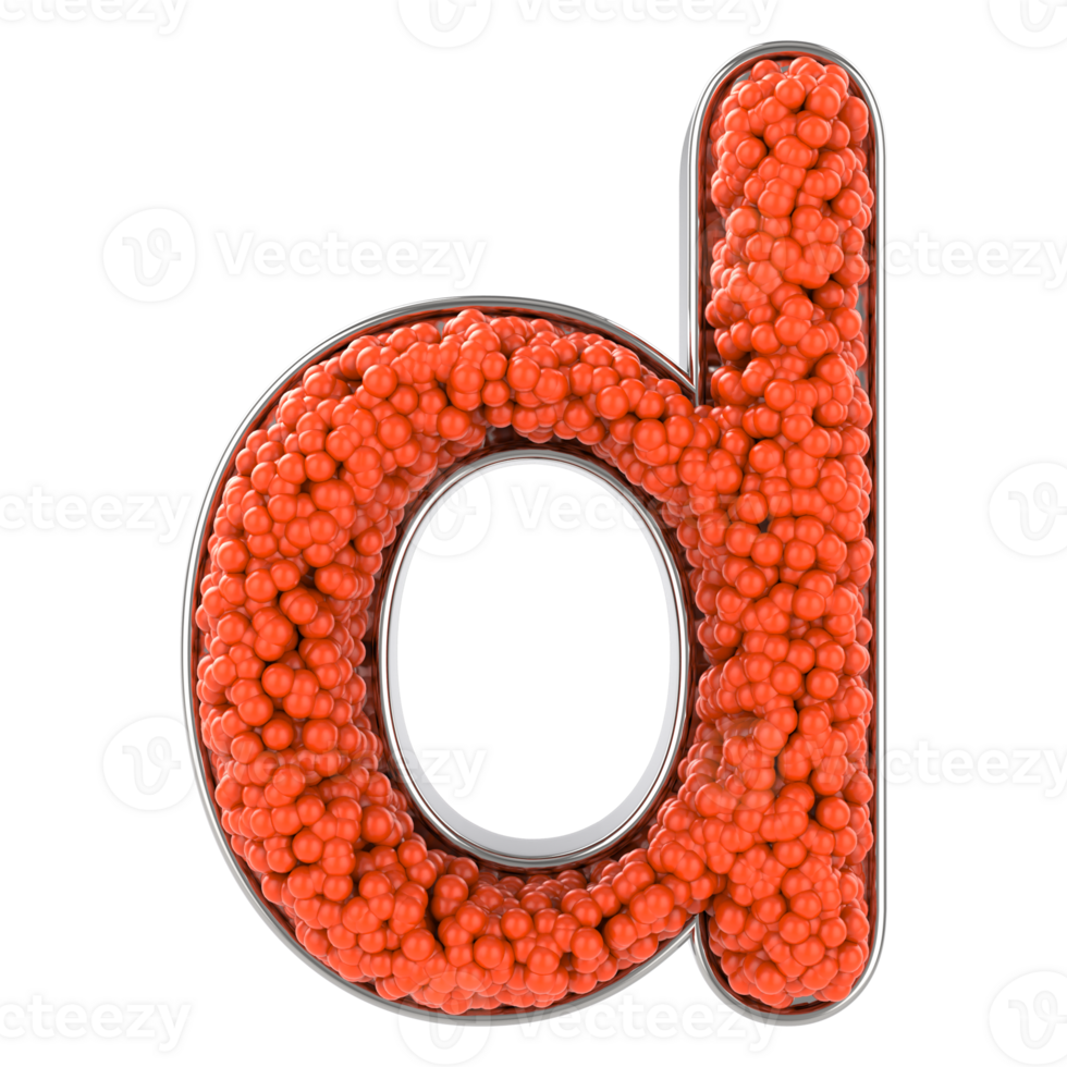 Letter d. Font made from balls. 3D Render png