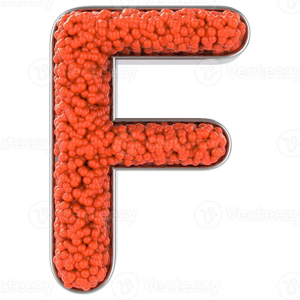 Letter F. Font made from balls. 3D Rendering png