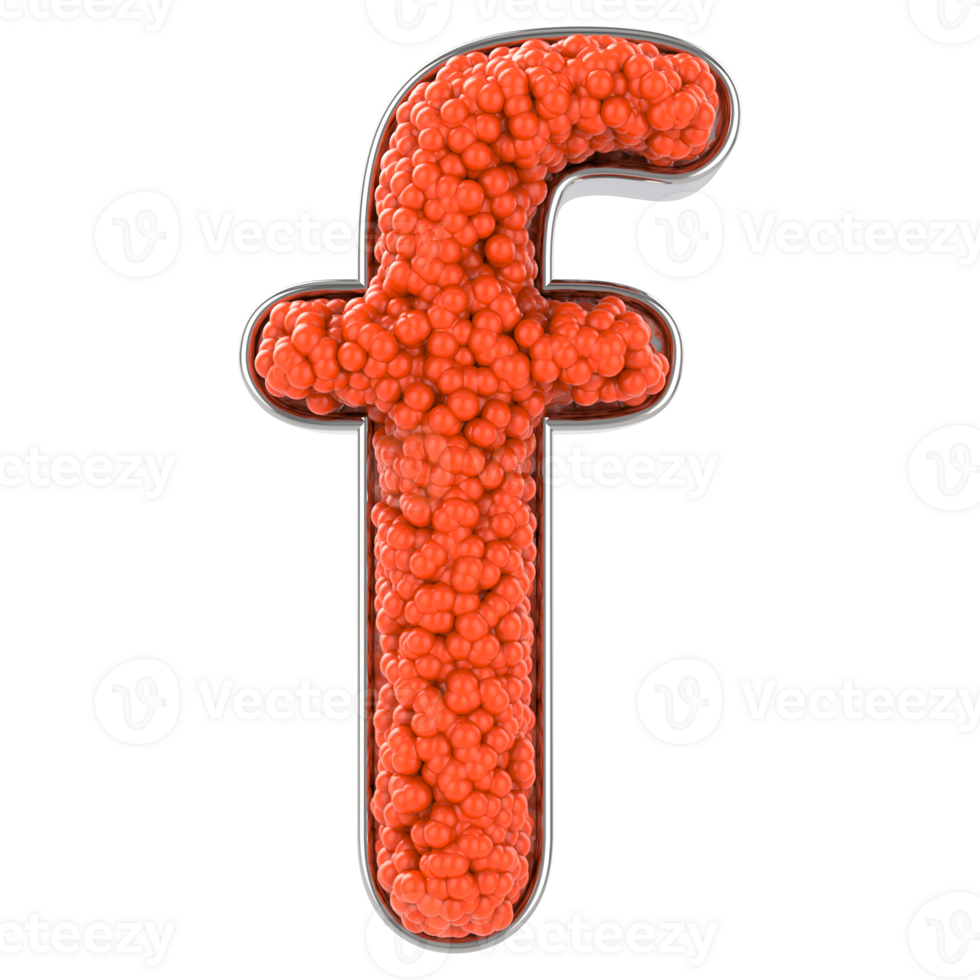 Letter f. Font made from balls. 3D Render png