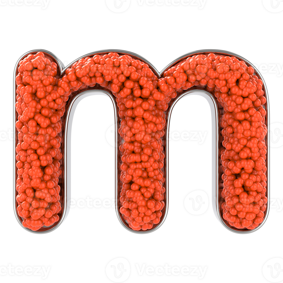Letter m. Font made from balls. 3D Render png